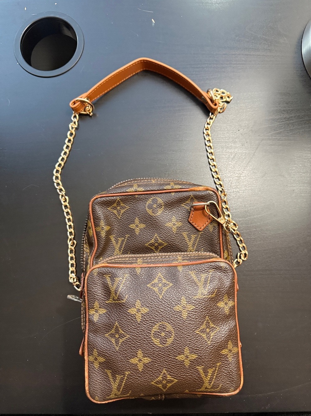 Louis Vuitton Brown Monogram Canvas Belt/Shoulder Pouch. Strap not LV.